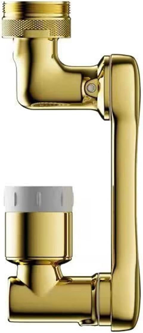 1440° Rotating Faucet Extender Aerator, Copper Big Angle Swivel Faucet Aerator Sink Face Wash Attachment, with 2 Water Outlet Modes (Gold)