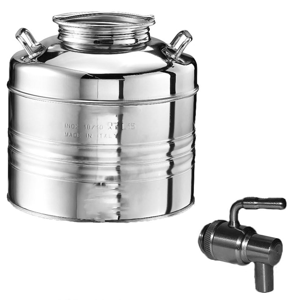Fusto per olio da 10 litri con rubinetto giara damigiana bidone in acciaio inox 18/10 contenitore vino acqua liquidi per alimenti