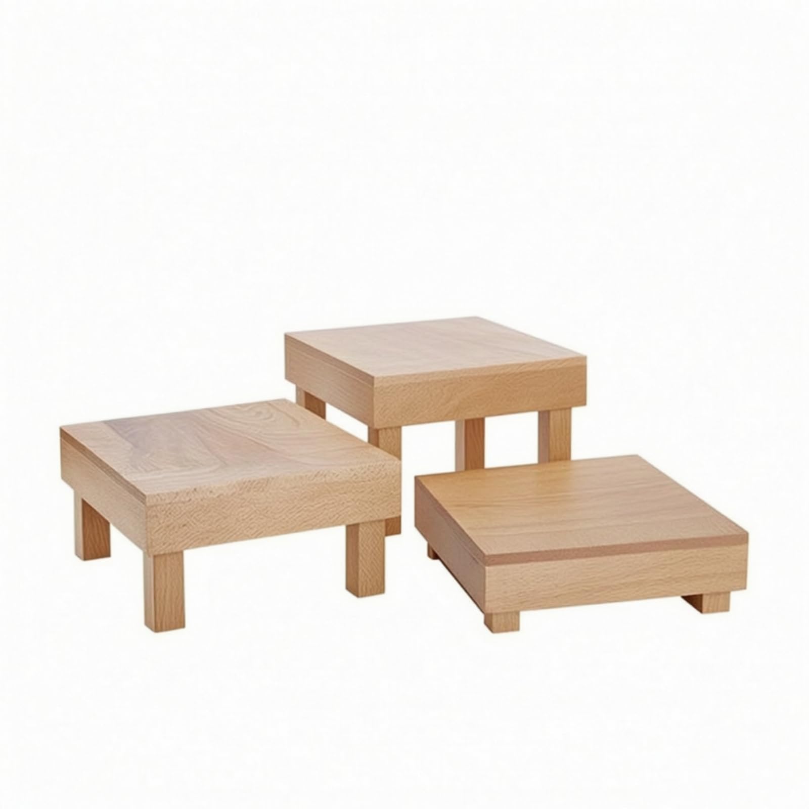 3 Pezzi Espositore in Legno Naturale | Robusto, Rialzato per Buffet, Compatto, Pasticceria, Matrimoni , Stile B