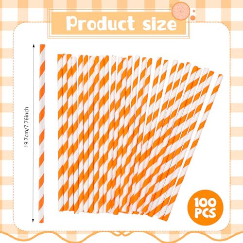 Pitillos de papel naranja, pack 100 unidades 19.6 cm miniatura 3