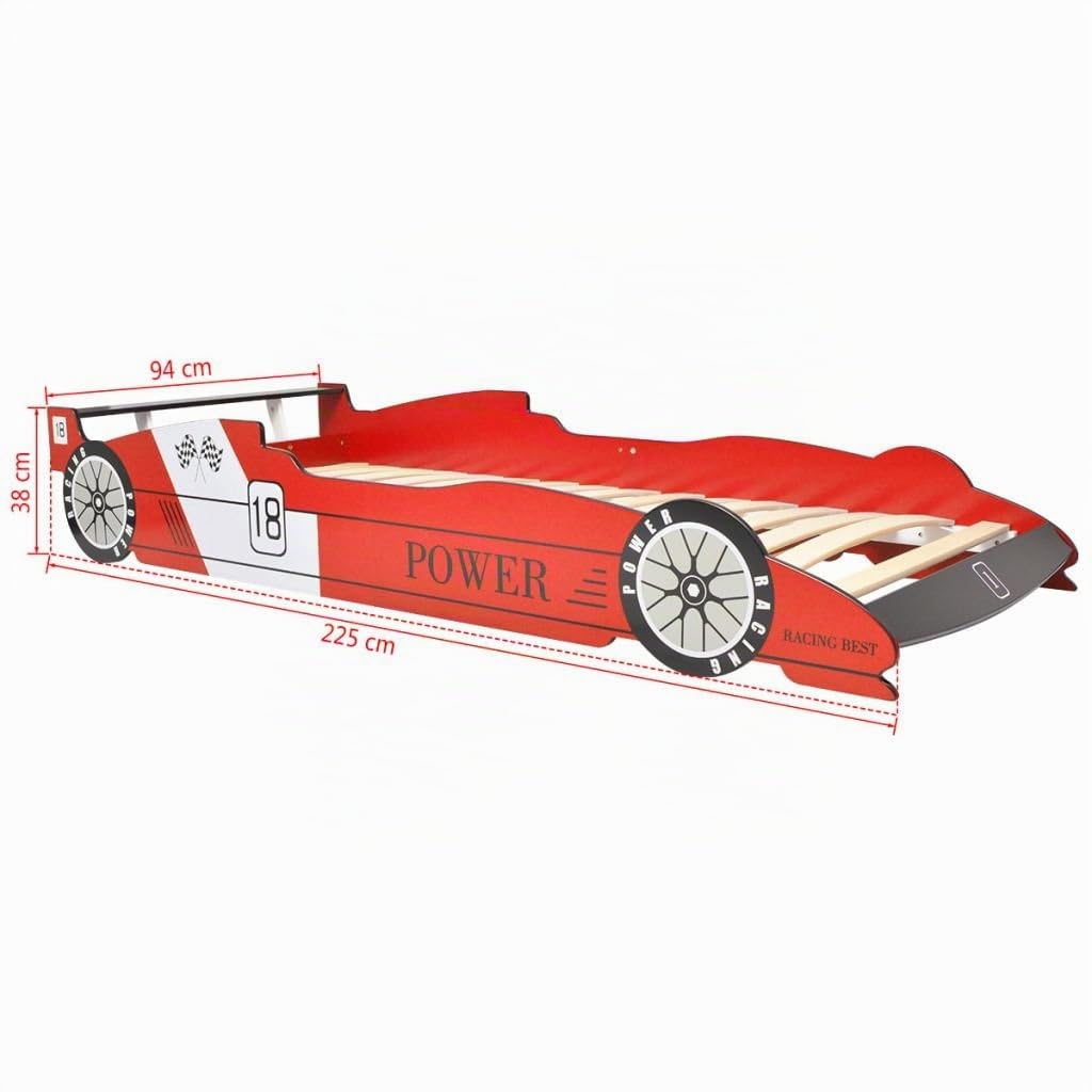 vidaXL Kinderbett mit LED im Rennwagen-Design 90 x 200 cm Rot