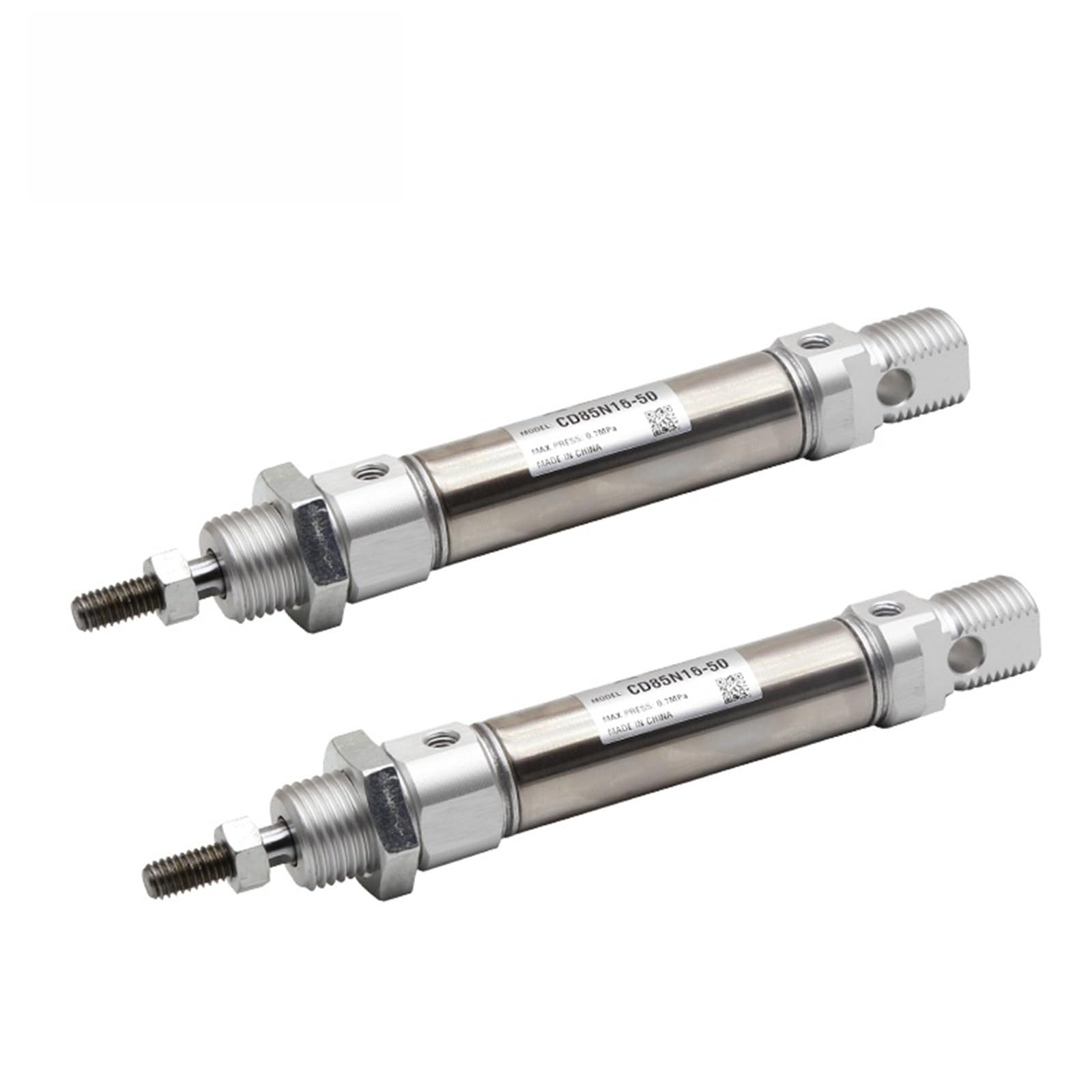 Vérin pneumatique C85 avec tige simple en acier inox et course rigide 50mm
