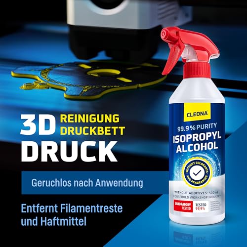 Cleona Isopropanol 99,9% Spray 500ml – Hochreines Isopropylalkohol-Reinigungsspray für Elektronik, Optiken, Kunststoffe, 3D-Druck & Oberflächen