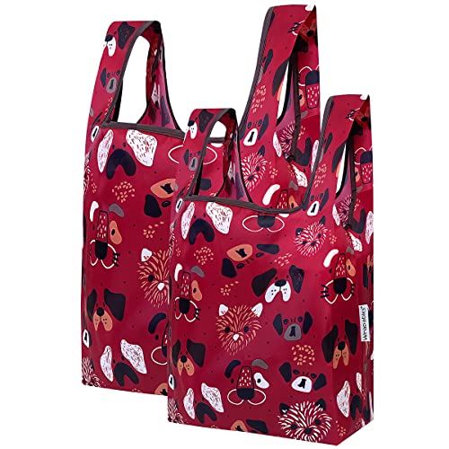 allydrew JoliBag Nylon Reusable Grocery Bag, 2 Pack, Cats & Dogs