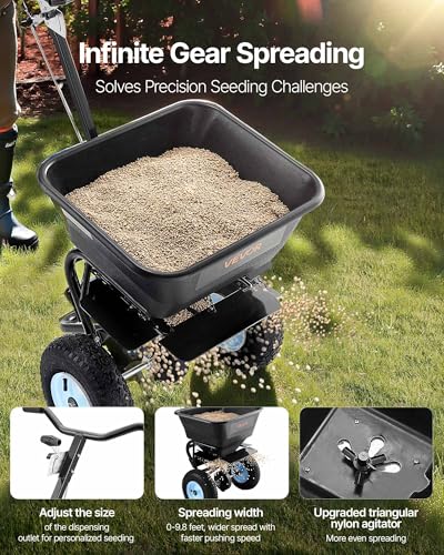 image for VEVOR Broadcast Spreader, 100LBS4Capacity, Walk-Behind Push Spreader, 