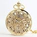 Produktbild JJSPP Steampunk Transparent Face Taschenuhr for Männer Frauen Skeleton Dial Antique mit Kette