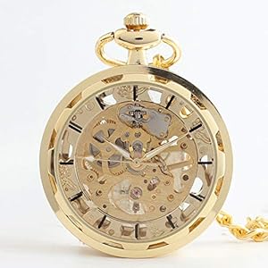 Steampunk transparant gezicht zakhorloge voor heren dames skelet wijzerplaat antiek met ketting