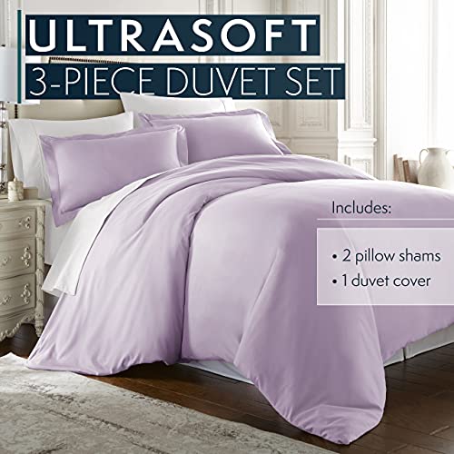 Hc Collection Queen Duvet Cover Set - 1500 Thread Lightweight Duvet Covers With Zipper Closure For Comforters W/ 2 Pillow Shams - Lavender #TOP1