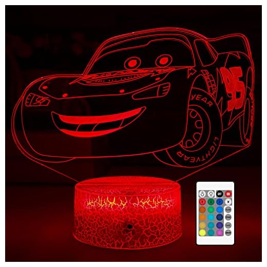 3D Cars Night Light for Kids - 3 Patterns & 16 Color Change Decor Lamp with Timer, Remote Control & Touch - Baby Cars Toys for Boys, Girls- Birthday & Christmas Gifts for Kids and Car Fans