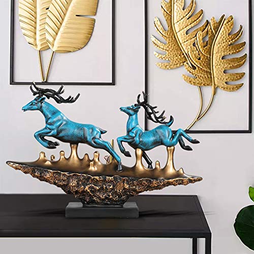 Cerf statue de table dorée et sculpture de décoration feng shui pour salon moderne