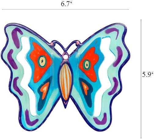 Yair Emanuel Boho Wall Decor 3D Colorful Metal Butterfly Spring Wall Art Handpainted Style Design - 3.5 X 4.3 Inch and 5.9 X 6.7 Inch Wall Decoration for Home Kitchen Office (Orange & Blue, Large 5.9" X 6.7") SHW-2
