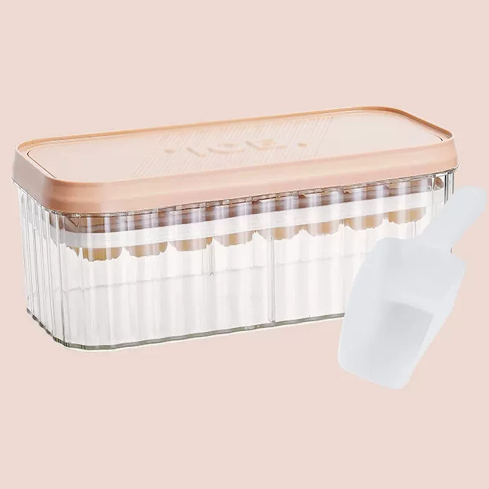 IMPREC Molde Hielo Reutilizable, Contenedor De Hielo De Fácil Liberación Bandeja De Cubitos De Hielo Apilable De Alto Volumen Bandeja De Cubitos De Hielo con Placa De Prensa (Color : Pink)