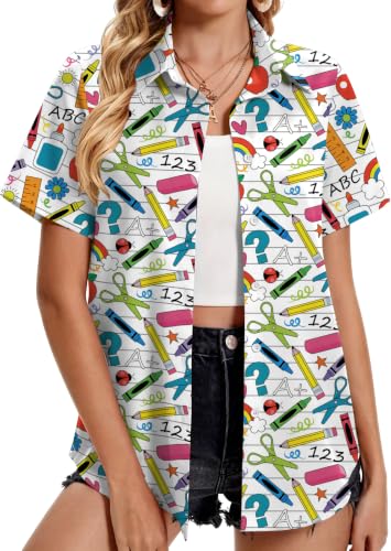 Teacher Shirts for Women: Teach Life Tshirt Teacher Graphic Button Up Tops