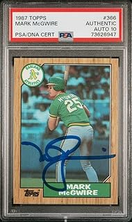 Mark McGwire 1987 Topps Signed Baseball Rookie Card RC #366 Auto Graded PSA 10