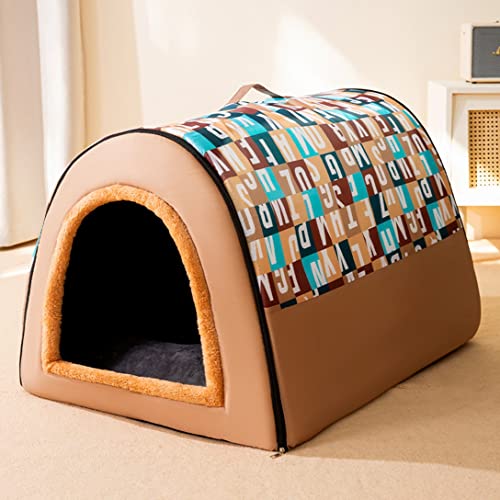 ペットベッド ドーム型 ペットハウス 犬猫用 室内用 オールシーズン ふわふわ 犬小屋 屋根付き 猫 ベッド おしゃれ 冷暖房 寝床 ペット用品 洗える 小型犬 休憩所 クッション付き 小動物用 柄C M