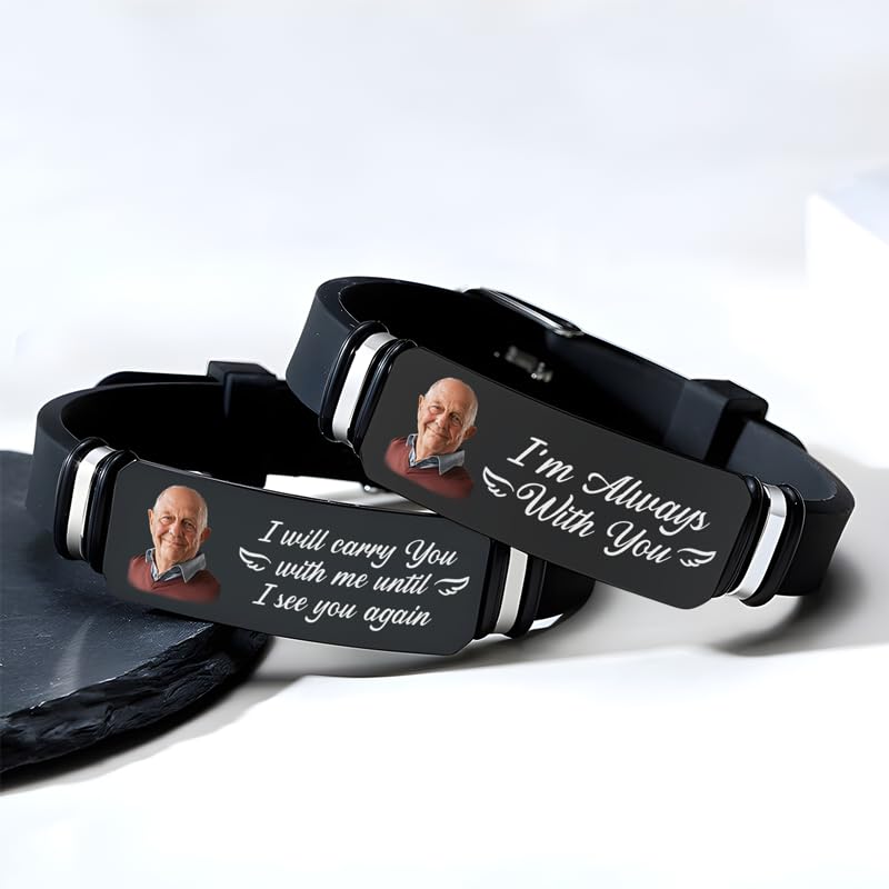 Custom Photo Always With You - Memorial Personalized Custom Engraved Bracelet - Sympathy Gift For Family Members3