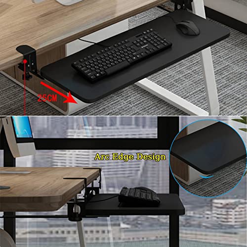 Vassoio tastiera push-pull sotto la scrivania - Cassetto tastiera con morsetto a C - Prolunga da scrivania regolabile - ergonomico - Facile installazione per casa, ufficio, lavoro, studio, ripiano s