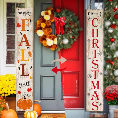 Memorywuu Fall Porch Sign 47" Wooden Christmas Welcome Sign for Front Door