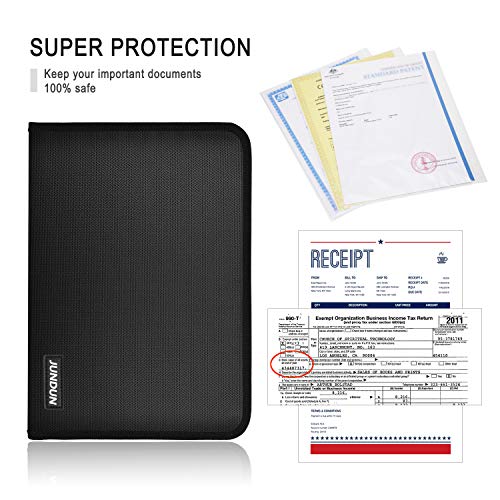 JUNDUN Document Organizer,A4 Size Fireproof and Waterproof Expanding File Folder with 13 Pockets,Silicone Coated Portable File Organizer