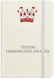 Caderno de boneco de neve grosso com citação estudando comunicação e mídia de Natal