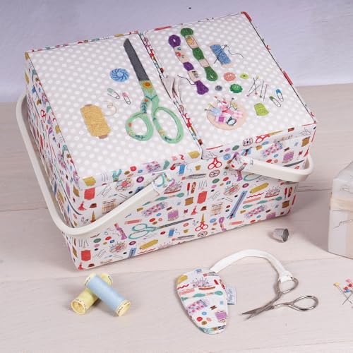 Miniatura 11 de Hobby Gift Caja Grande De Almacenamiento Para Manualidades De Costura Con Doble Tapa, Aplicada, Bordada, Haby Notions
