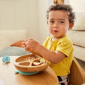 Munchkin® Bambou™ Divided Suction Plate - Eco-Friendly Bamboo Dinnerware for Babies and Toddlers Munchkin Bambou Divided Suction Plate Eco Friendly Bamboo Dinnerware for Babies and Toddlers