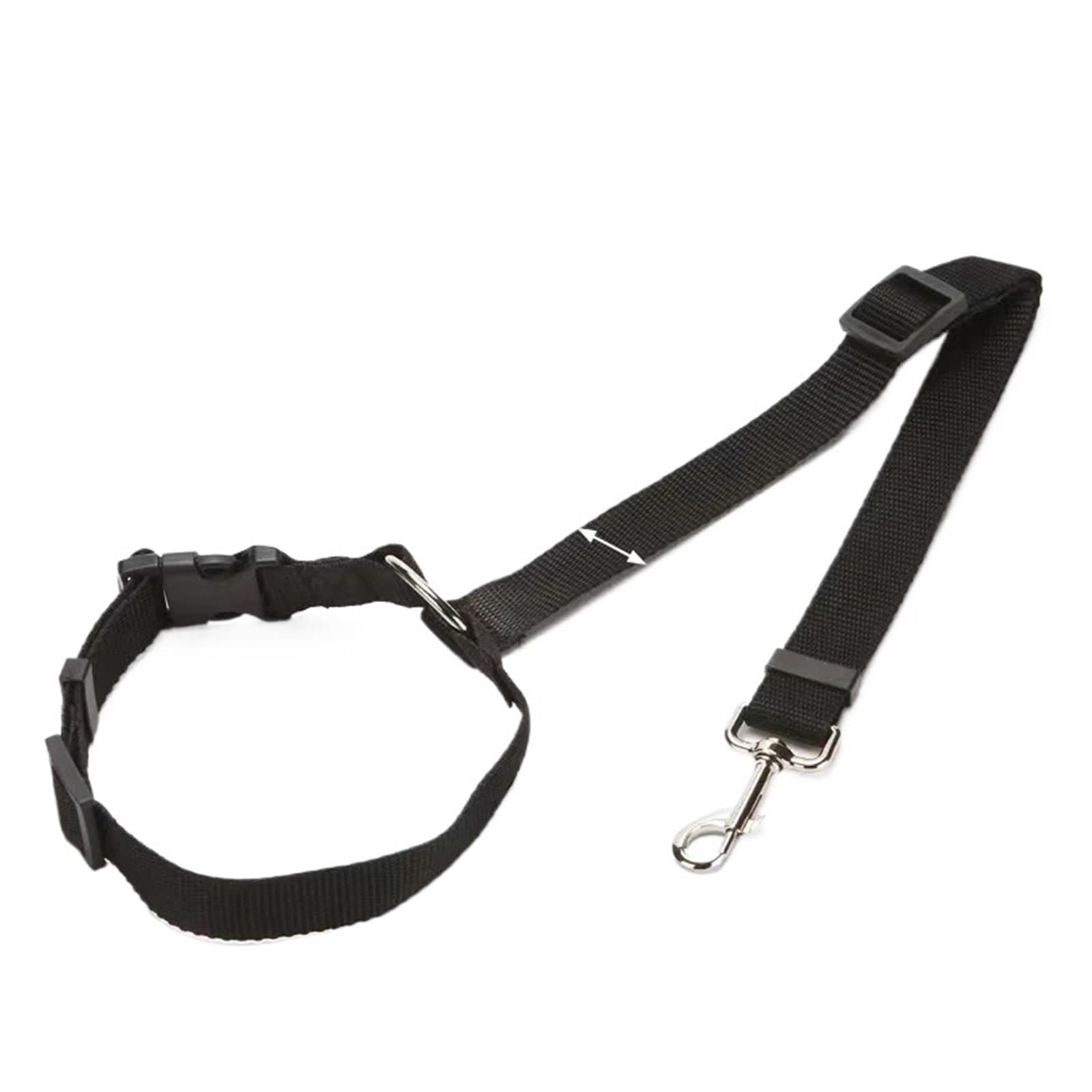 Convient pour ceinture de sécurité 2 en 1 en nylon pour animal domestique avec clip de traction (noir)