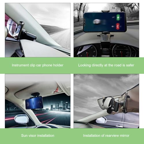 Hugwits Car Phone Holder, 360 Degree Rotation Clip-on Dashboard Phone Holder, Multifunctional Mobile Phone Mount for Sun Visor & Rearview Mirror, Universal for 4-7 Inches Smartphones (Black) - image 7