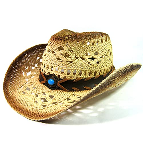 Image of SILVERFEVER Straw Cowboy Hat Cowgirl Hats Men Women Sun Hat Sombreros Vagueros Classic Western Accents Sombreros