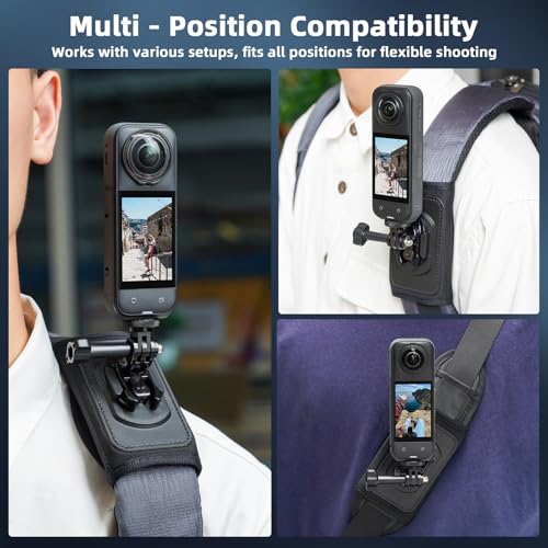 Image of BRDRC Backpack Mount for Insta360 X5 X4 Air, Bag Strap Anti-Slip Shoulder Clip Belt for Insta 360 X5 X4 Air X3 X2 GO 3S Ace Pro, for DJI OSMO 360, for GoPro Action Camera Accessories