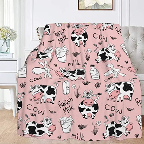 Fehuew Funny Animals Cow Milk Print Soft Throw Blanket 40X50 Inch Lightweight Warm Flannel Fleece Blanket For Couch Bed Sofa Travel Camping For Kids Adults #TOP4