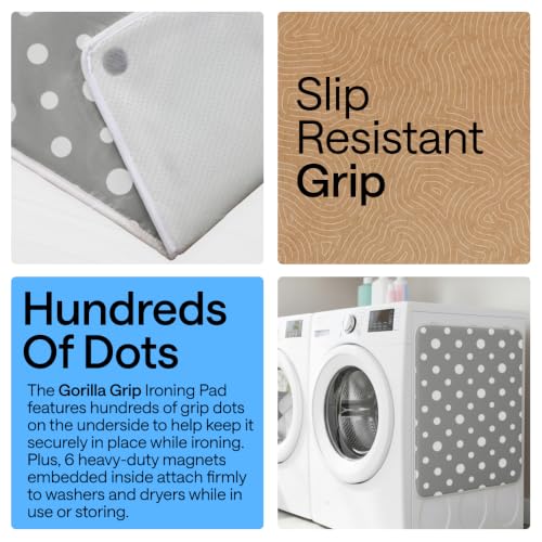 Image of Gorilla Grip Premium Ironing Pad, Magnetic Laundry Pad, 28 x 24 Inch, Heat and Scorch Resistant, Iron Board Mat for Table Top, Washer, Dryer, Durable Pads Great for Travel, Dots