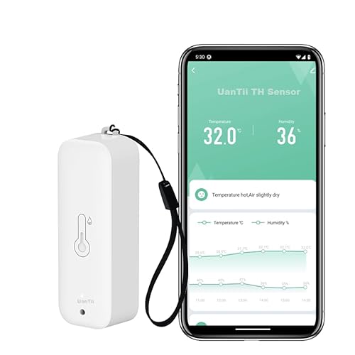 وانتي جهاز استشعار درجة الحرارة والرطوبة الذكي من تويا يعمل مع تطبيق سمارت لايف ويعمل مع اليكسا ويعمل مع جوجل هوم (ابيض - قطعة واحدة)