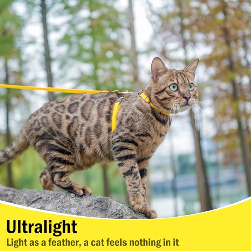 PUPTECK-Adjustable-Cat-Harness-and-Leash-Set-Escape-Proof-Kitten-Strap-Collar-for-Walking-Travel-Yellow