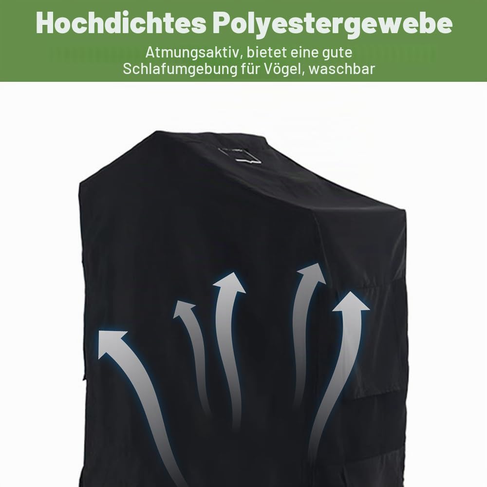 DONGKER Papagei Käfig Abdeckung, wasserdichte Vogelkäfig Schutzhülle, 82x48x34 cm, Atmungsaktive Vögel Verdunkelungsabdeckung mit Reißverschluss für Vögel, Papageien, Sittiche, Aras, Unzertrennliche