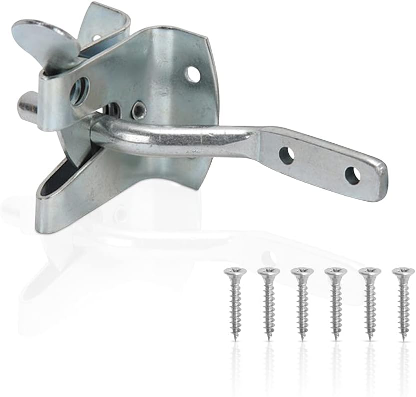 Garden Gate Latch for Wooden Gates, Galvanised Silver Door Latch Lock Self Locking Gate Catch