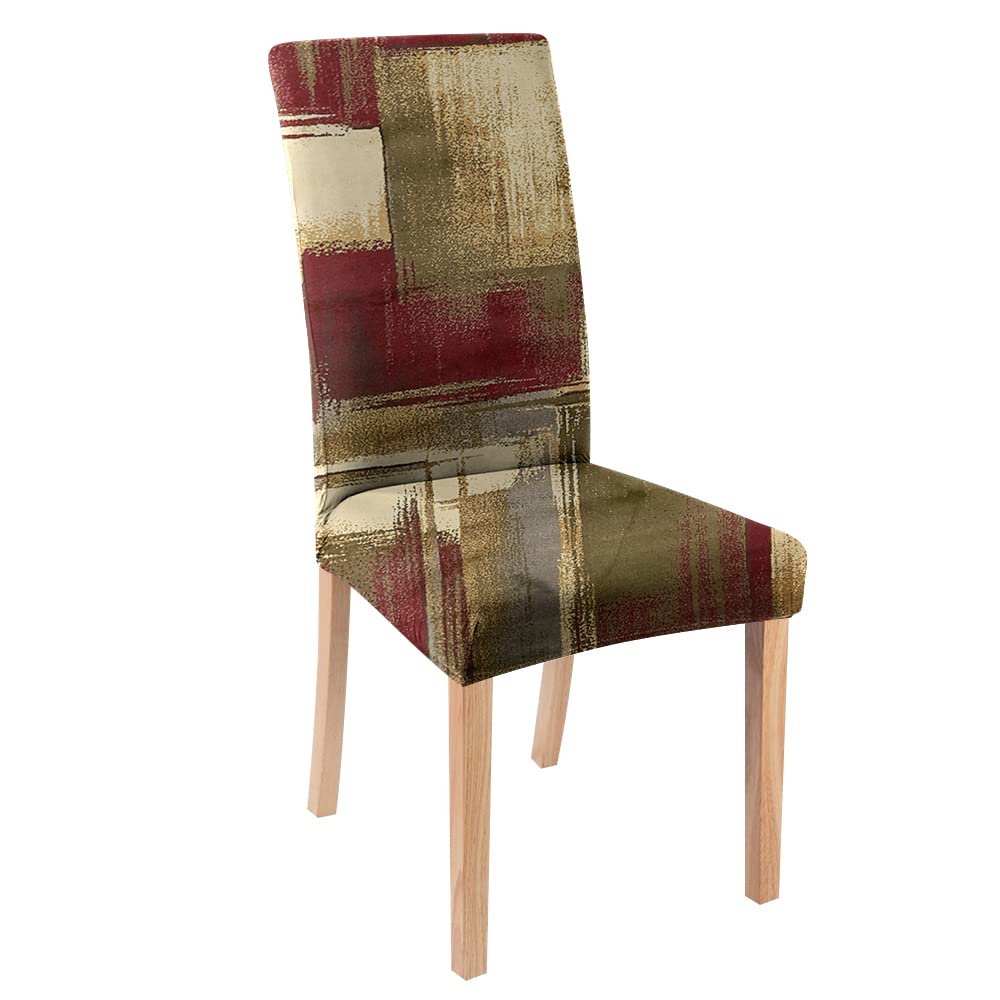 Reateforin Boho Brown Burgundy Chair Covers Colorful Dining Chair Cover Modern Abstract Stretch Dining Chair Slipcover Removable Washable Kitchen