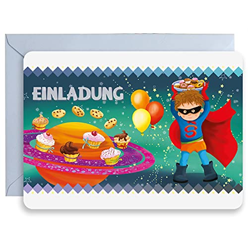 ART NUVO - 10 cartes d'invitation pour fête d'anniversaire d'enfant avec enveloppes colorées Cover