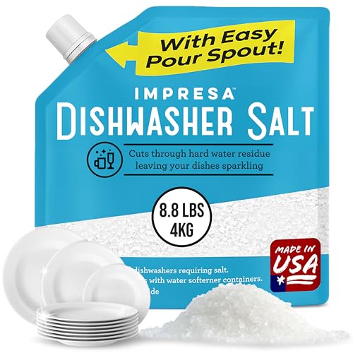 Dishwasher Water Softener Salt 8.8 LB Pure Coarse Grain Salt for Bosch Miele Whirlpool Thermador & More Eliminates Limescale Spots & Residue Vegan Made in USA