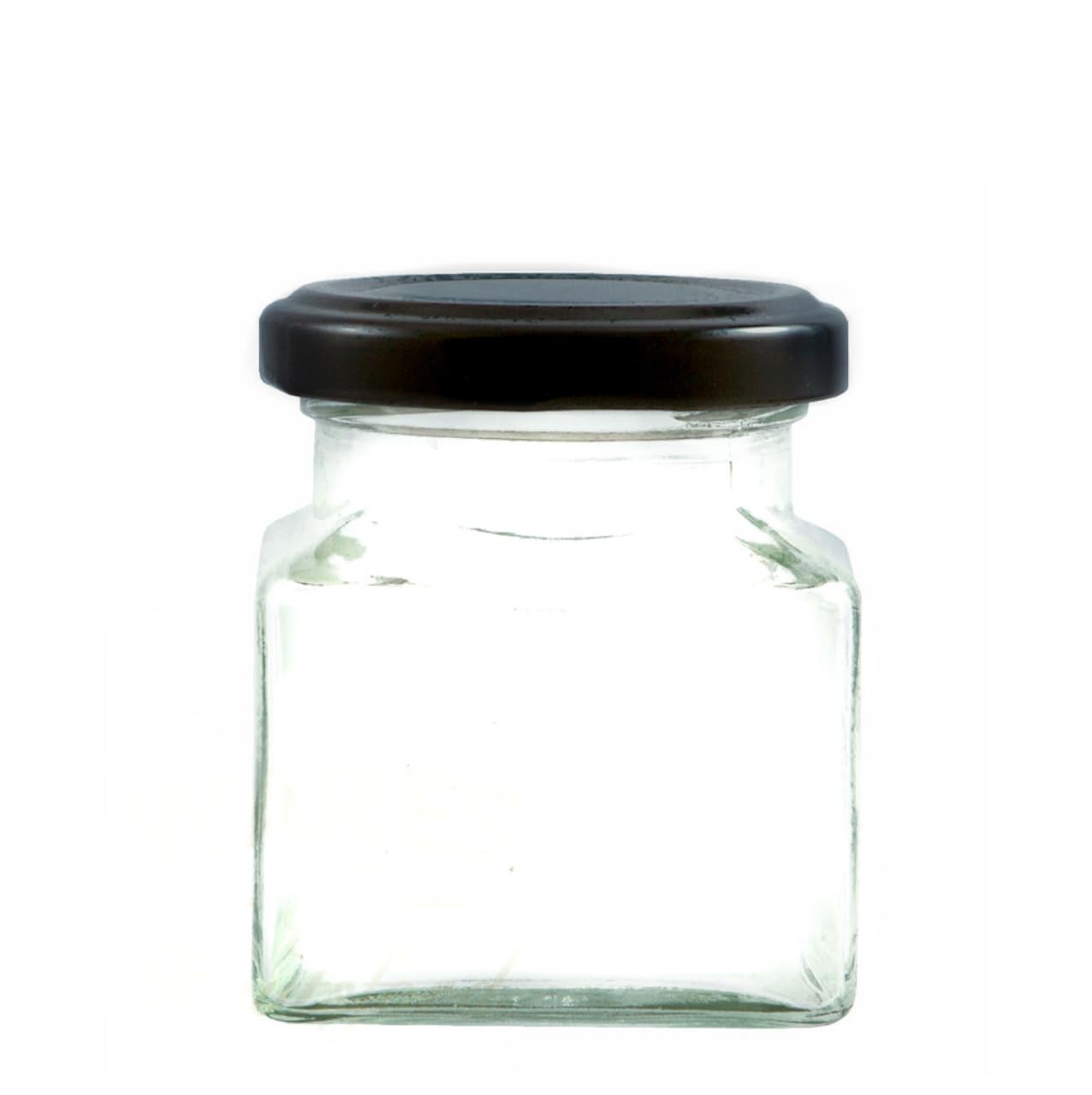 Wares Of Knutsford Black 130Ml Square Jam Jar With A Choice Of Gold, Silver Or Lids. Sold In A Choice Of Packs. (24, )
