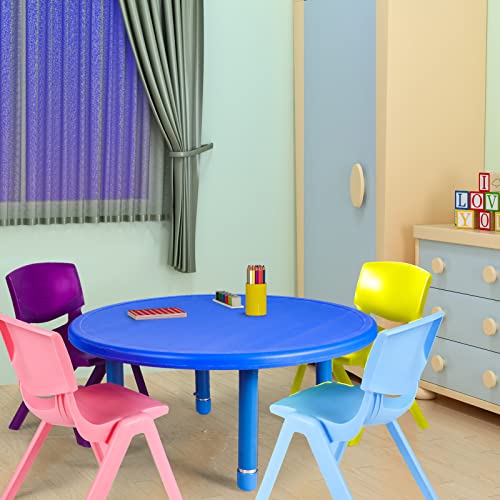 Wesiti Round Activity Table Adjustable Height Preschool Table Plastic Daycare Furniture For Kids Toddler Classroom School Homeschool Playroom Learning (Blue) #TOP1