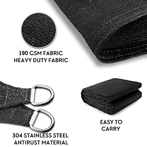 SHADEWIZ Right Triangle 5' x 8' x 9.4' Black Sun Shade Sail swz12 Canopy Awning for Patio Backyard Lawn Garden Outdoor Activities UV Block Mesh Netting, We Can Make Custom Sizes