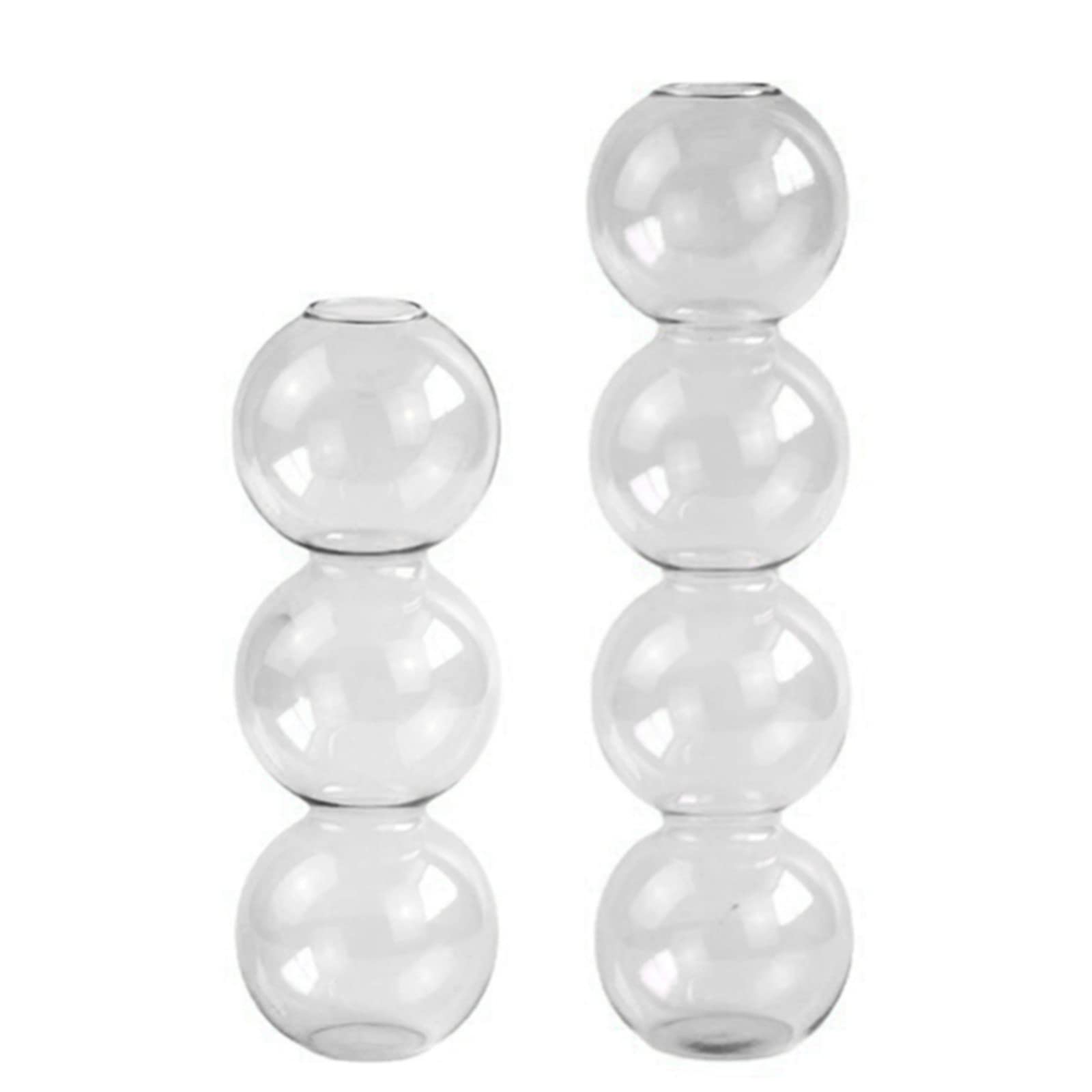 KWQBHW 2Pcs Grey Glass Bubble Vase Hydroponic Vase Modern Flower Vase 4 Ball Bud Vase Centerpiece Glass Vase Home Party Office Tabletop Decor