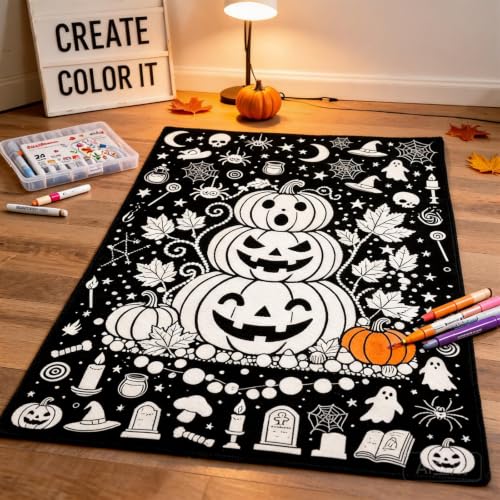 59 X 50 Inch Fringed Halloween Painted Coloring Blanket for Home Decor,A - image 6