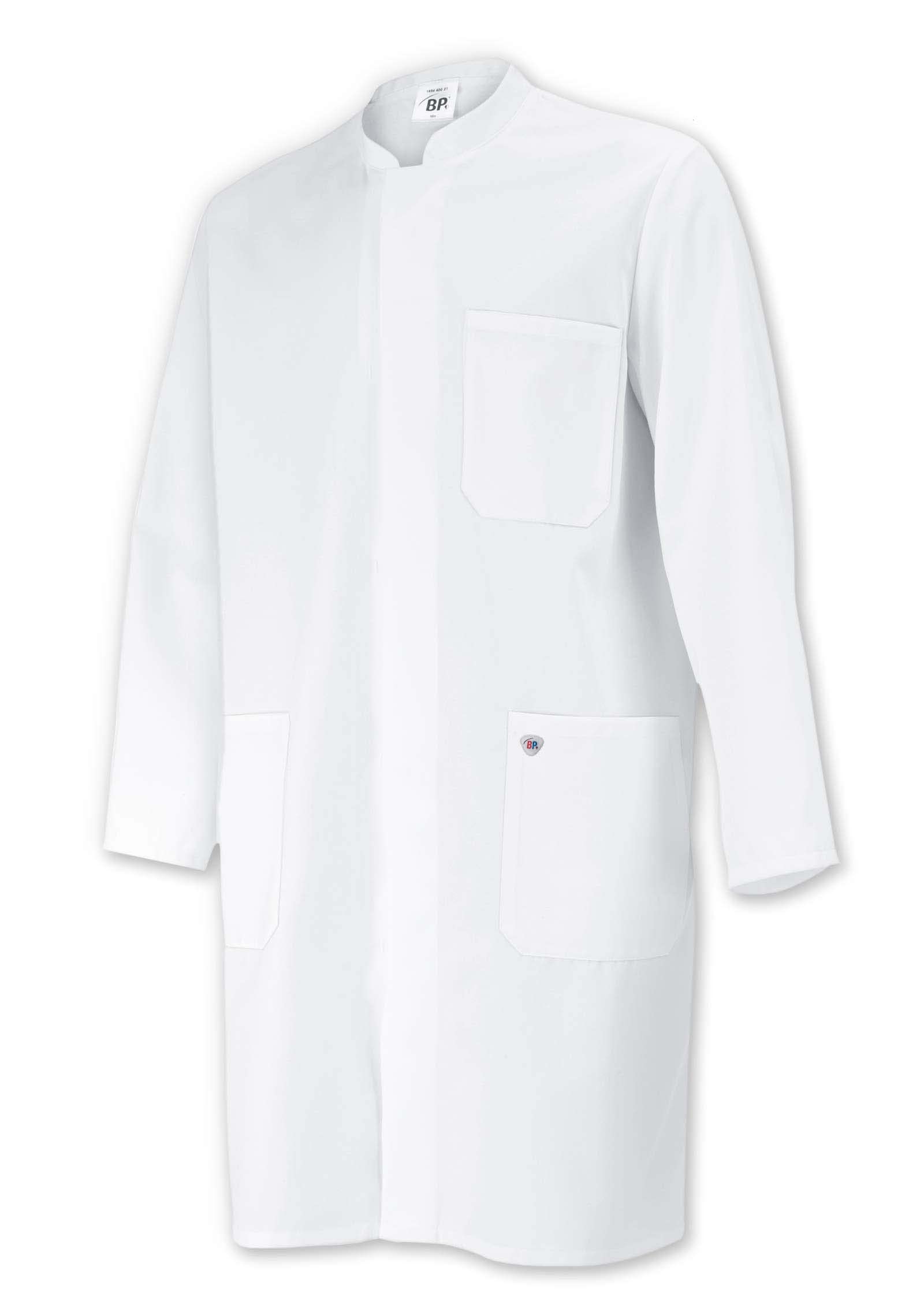 BP 1654-400-21-Ss, Unisex coat, Long sleeve, stand-up collar 215,00 g/m², fabric blend white, Ss