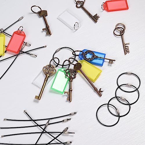 Image of 5.9in /15cm Stainless Steel Keychain Cable,Wire Diameter 2mm Metal Key Ring Loop,20 Pieces