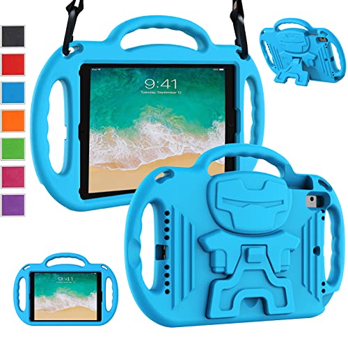 LTROP iPad 6th/5th Generation Case, iPad Air 2 Case, iPad 9.7 Case for Kids, Shoulder Strap Shockproof Protective Kids Case for iPad Air 2/1 9.7 Inch and iPad 6th/5th Gen 2018/2017, Blue