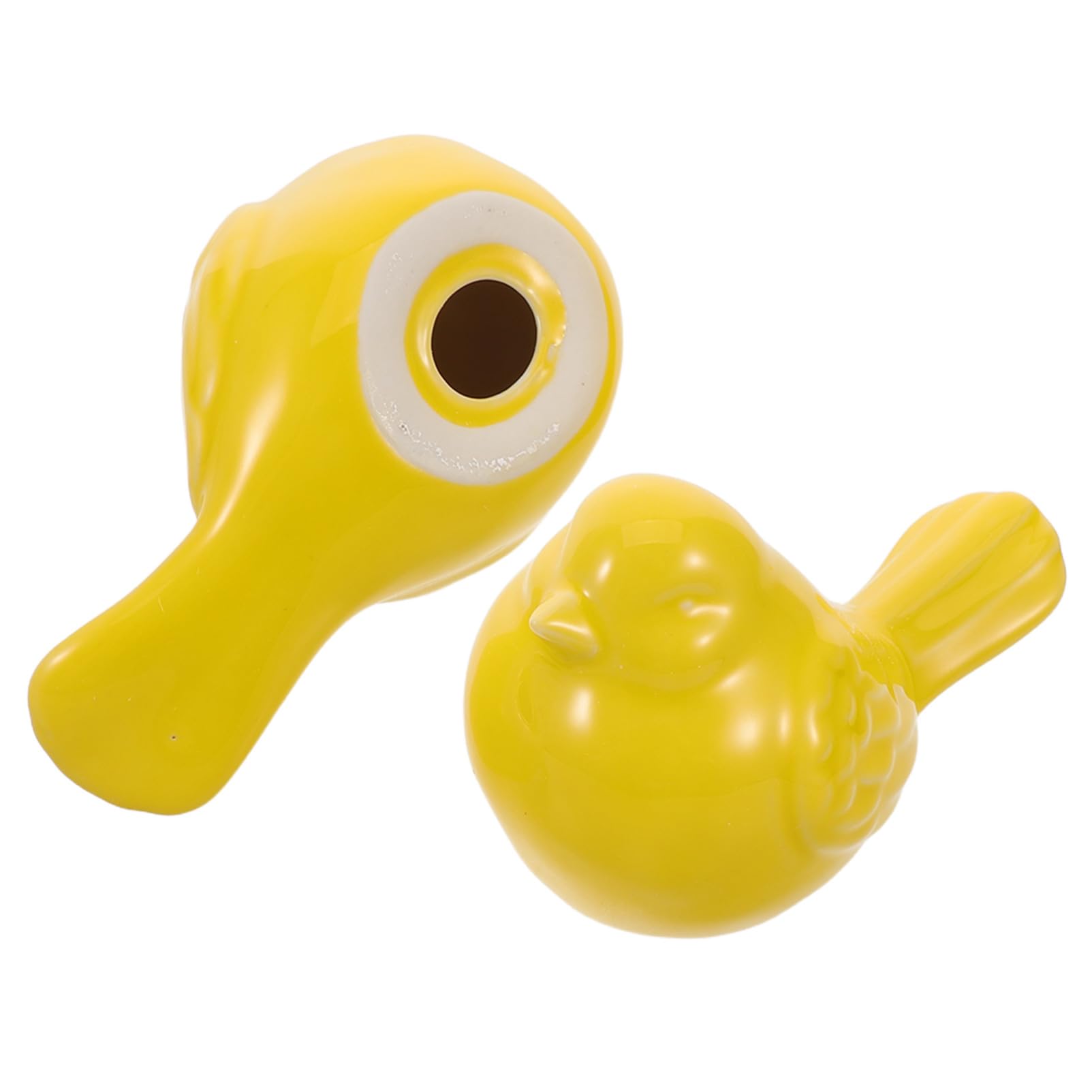 Sculptures oiseaux en céramique jaune POPETPOP au fini émaillé et design artistique