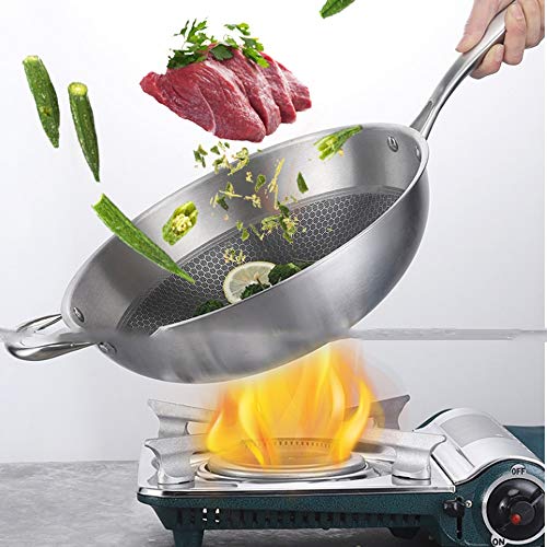Wok de acero inoxidable 304 con fondo de nido de abeja antiadherente miniatura 4