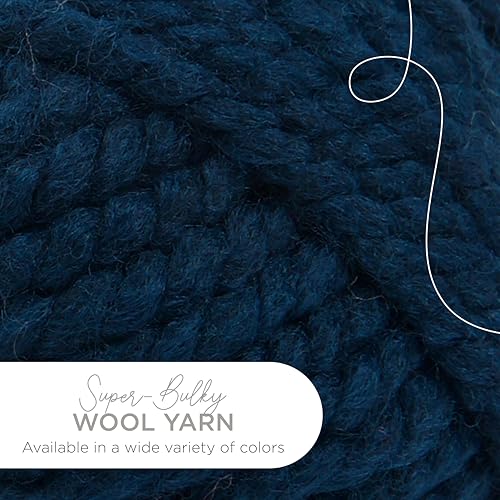 Image of Lion Brand Yarn Wool-Ease Thick & Quick Yarn, Soft and Bulky Yarn for Knitting, Crocheting, and Crafting, 1 Skein, Petrol Blue | Super Bulky Wool Acrylic Blend Fiber for Soft Hats, Sweaters, Chunky Blankets, Yarn for Crochet, Knitting, Crafts, Weaving